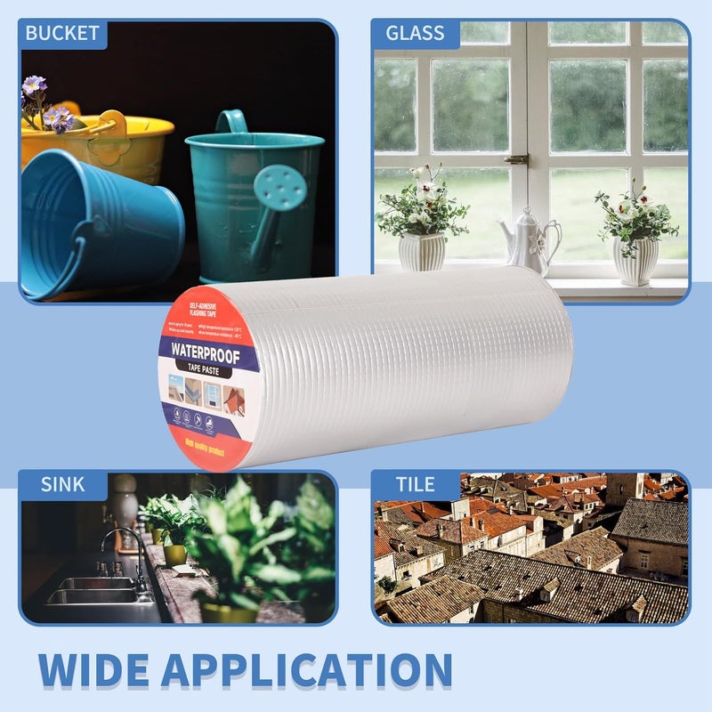 LFGUD 12" W X 32.8'L Waterproof Tape for Leaks Aluminum Butyl Tape with Adhesive for RV Repair, Glass Repairs, Air Mattress Patch, Window Caulking, Boat Sealing, Roof Patching - Image 4